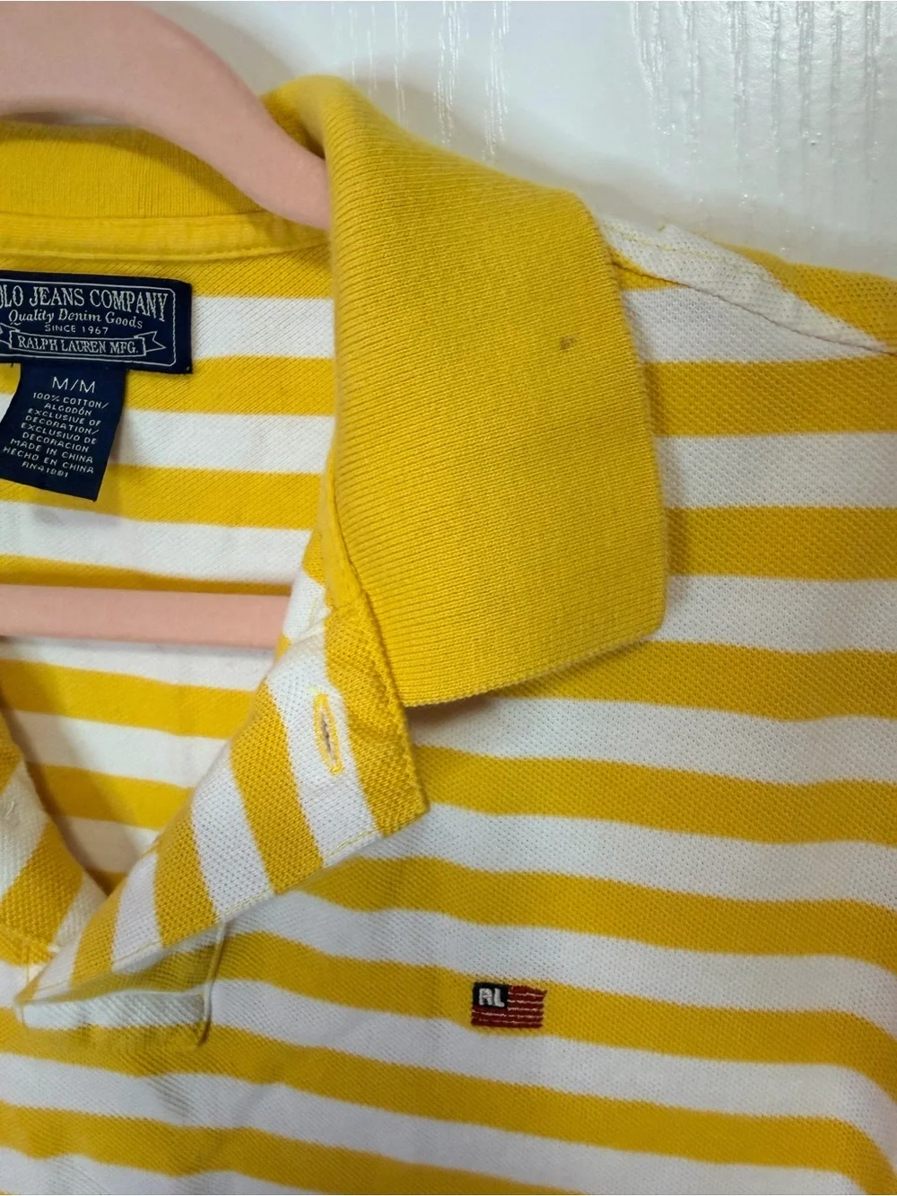 Polo by Ralph Lauren Yellow & White Striped Short-Sleeve Polo